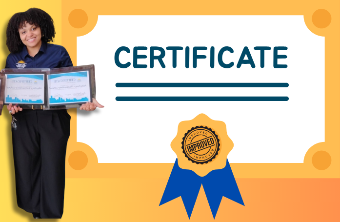  person standing holding 2 certificates